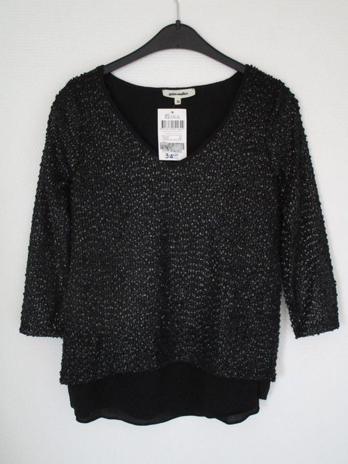 Pull noir/argent Grain de Malice XS NEUF - photo numéro 7