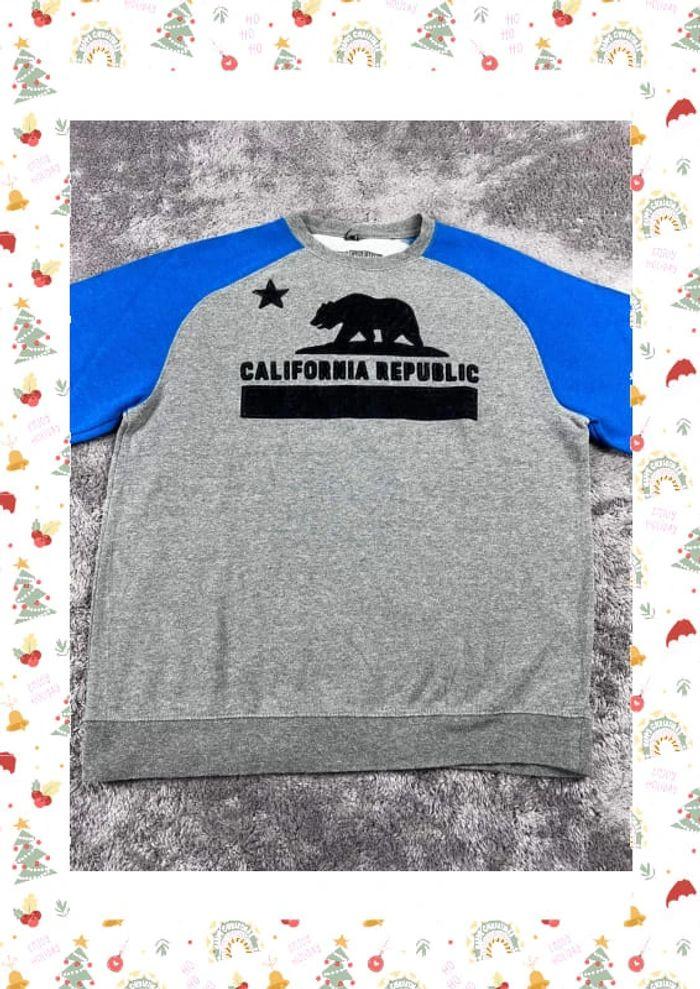 👕 Sweat University Rare Vintage y2k 90s 2000s California Republic gris et Bleu Taille S 👕 - photo numéro 6