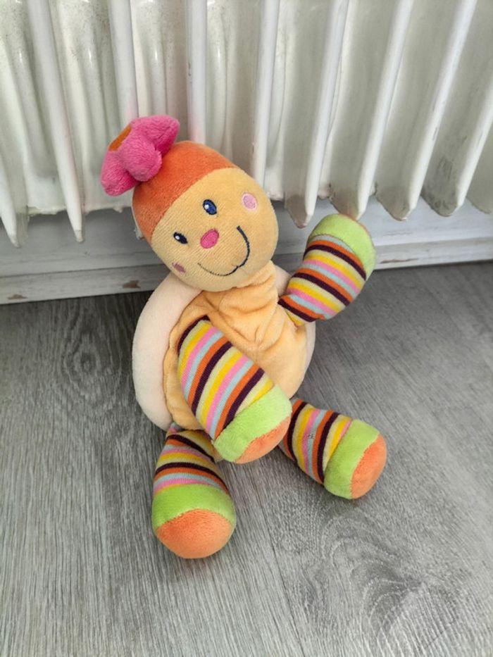 Doudou peluche tortue multicolore mots d'enfants - photo numéro 2