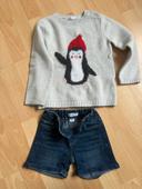 Pull hiver et short en jean 4 ans