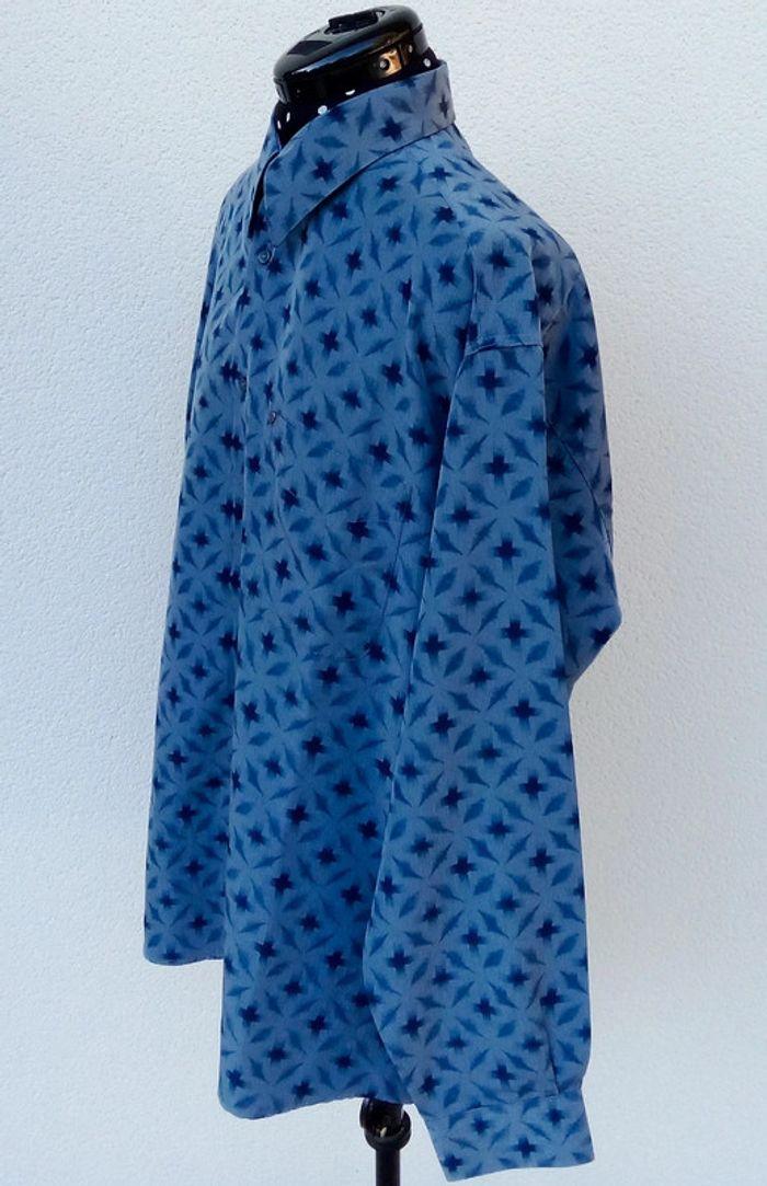 Chemise manches longues bleu à motifs Laurent Cerrer taille 4 ou XL - photo numéro 4