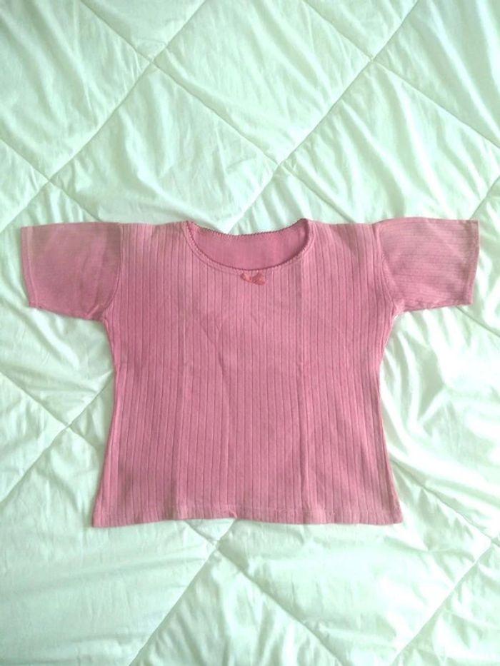 T-shirt rose col rond brodé T14A - photo numéro 1