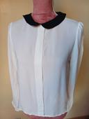 Blouse chemise blanche à col noir