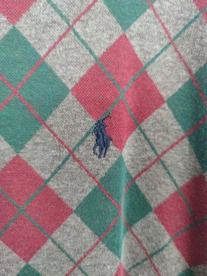 Polo Ralph Lauren Gris Foncé à Carreaux Rouge et Vert Logo Brodé Bleu Marine Taille L Homme - photo numéro 2