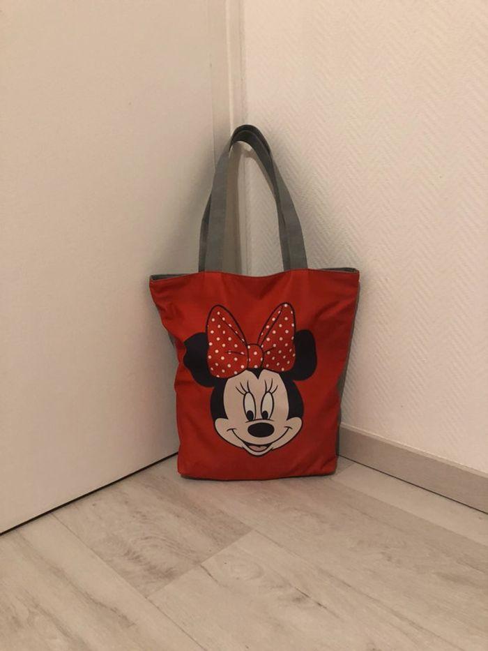 Sac tote bag en tissu très épais et solide avec fermeture zippée et tête de Minnie Mouse - photo numéro 7