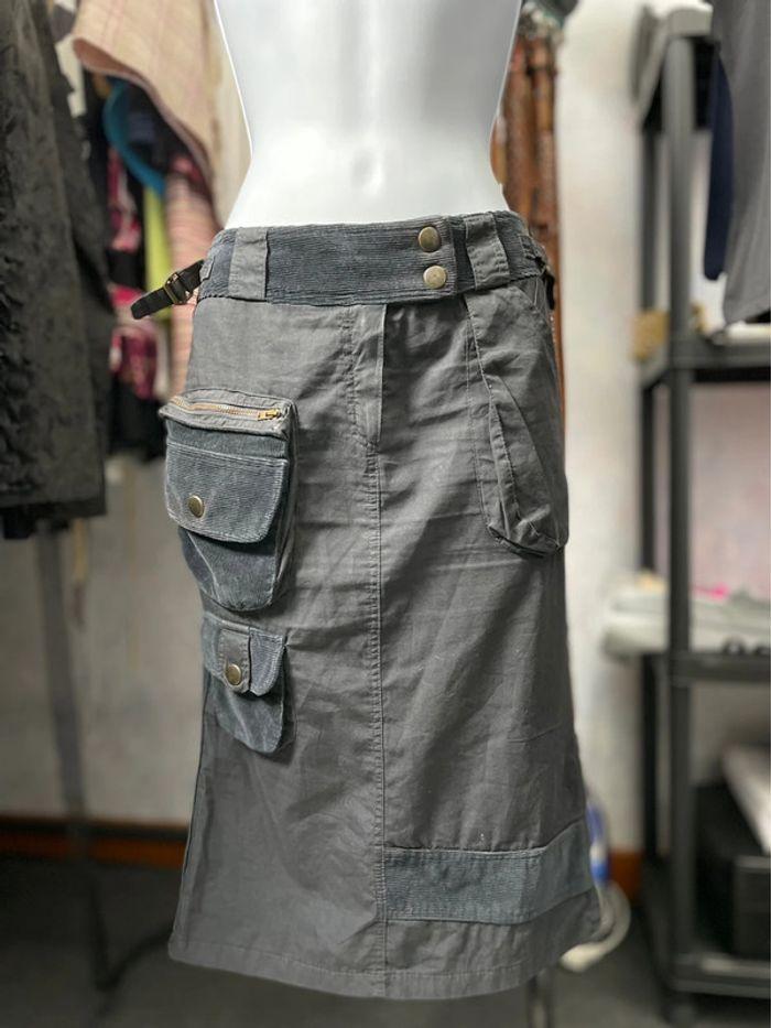 Y2K jupe style cargo bleu gris S - photo numéro 1