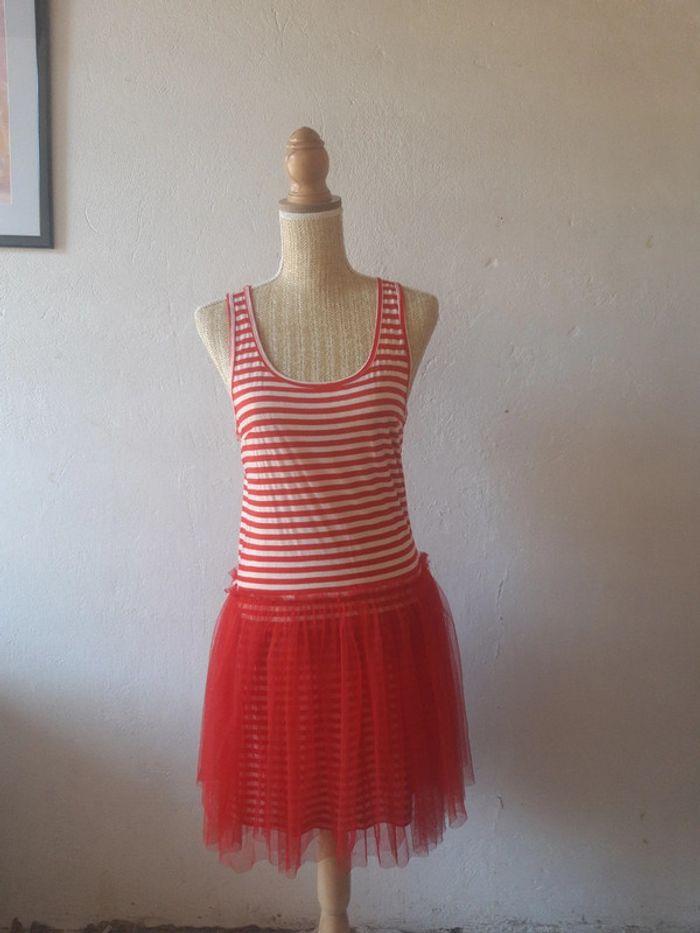 Robe vintage Rouge molly bracken marinière tulle debardeur taille unique - photo numéro 1