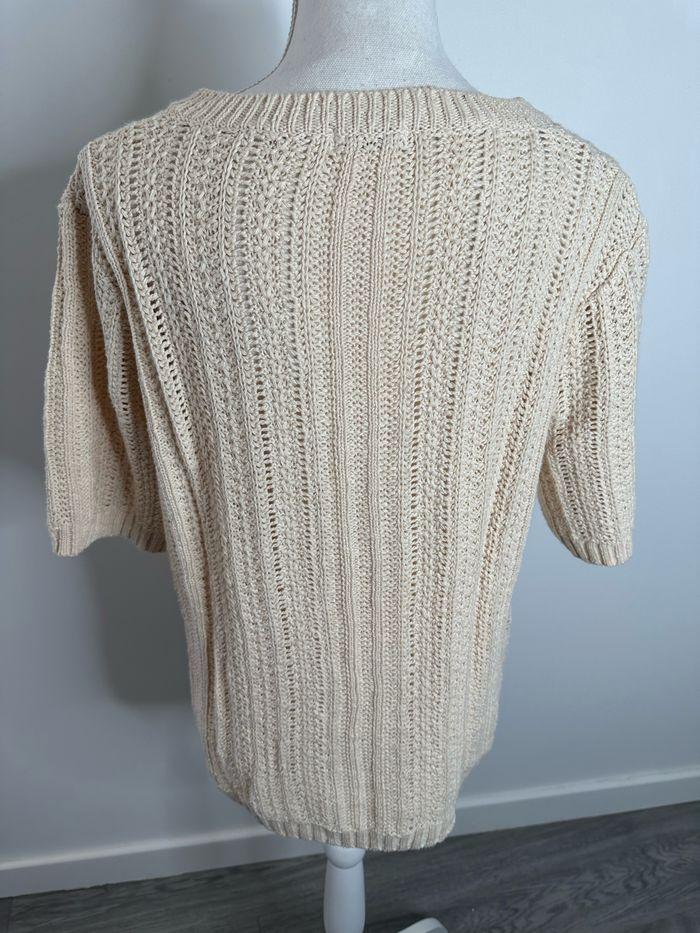 Pull en crochet tricot ajouré beige crème Damart T42/44 XL/XXL - photo numéro 5