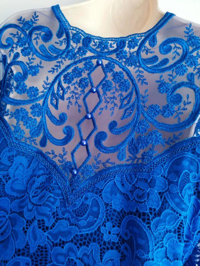 Top bleu roi strass, perles et dentelle Eden Rose Taille 5 - XL - photo numéro 6