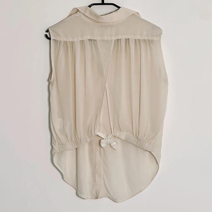 Chemise en soie écrue Sandro taille 1 très bon état - off White silk shirt - photo numéro 3