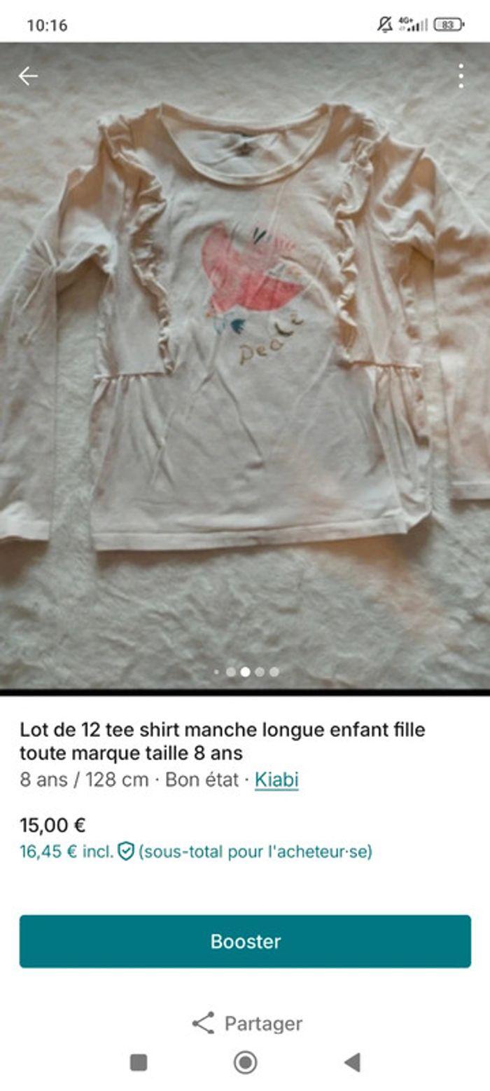 Lot de tee shirt manche longue  enfant fille toute marque taille 08 ans - photo numéro 10