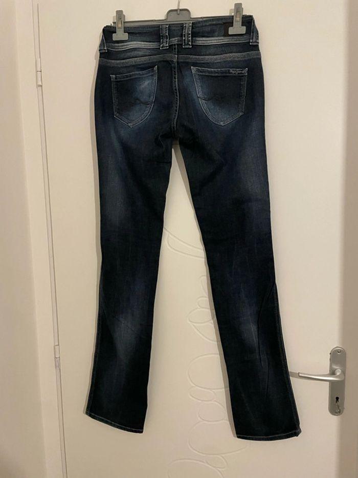 Jean extensible bleu effet délavé taille basse coupe slim pepe jeans taille W28 L34 soit taille 38 - photo numéro 4