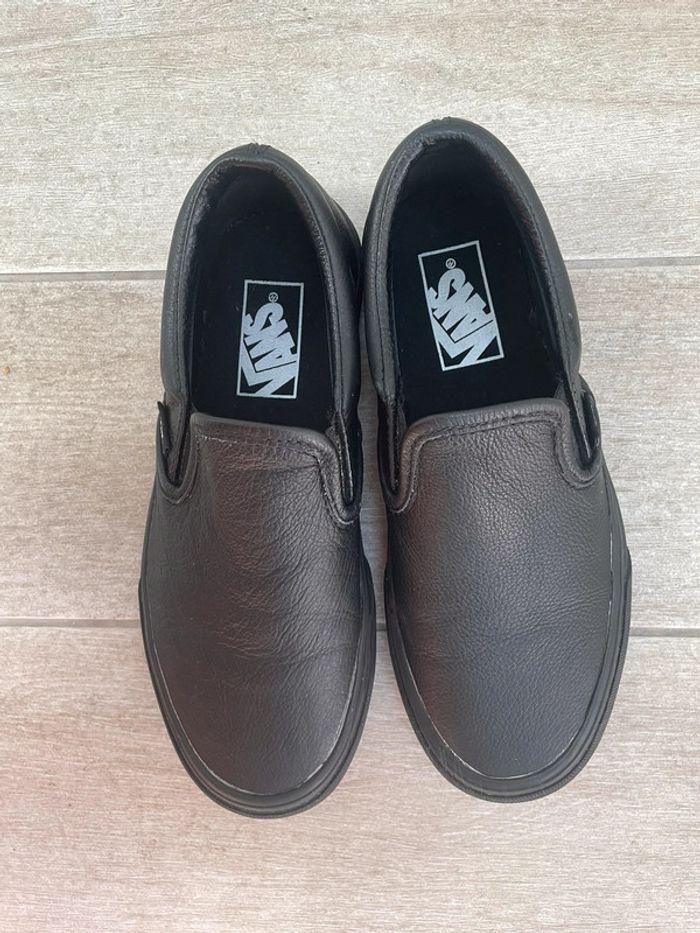 Chaussures slip on Vans Cuir noir - photo numéro 2