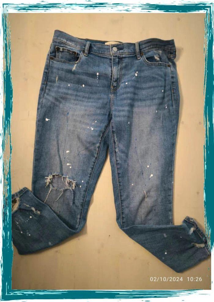 Jeans  vintage slim  bleu  look destroy gap taille 40 (30,) - photo numéro 1