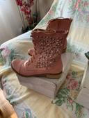 Bottines rose cuir