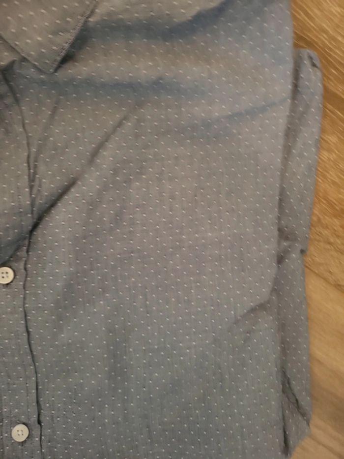 Chemise bleue/ gris neuve juste lavée xxl motif pois blanc - photo numéro 2