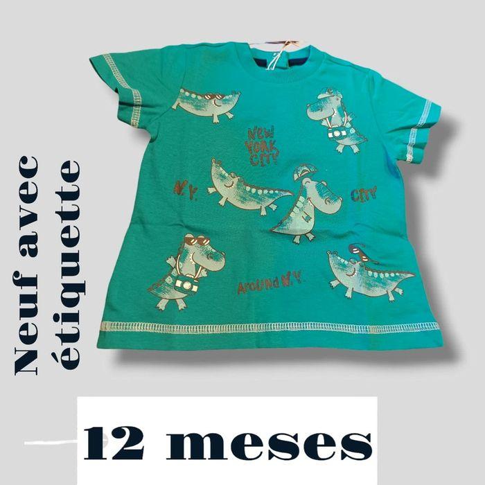 🚨 offre  CHICCO t shirt garçon 12 mois vert neuf /ninõ12meses/menino12meses🚨 - photo numéro 1