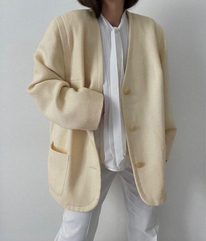 Oversized blazer crème 100% laine - photo numéro 1