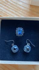 Bague et boucles d’oreilles bleues