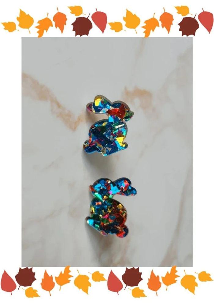 🌺 Boucles d'oreilles lapin coloré pour femme 🌺 - photo numéro 1