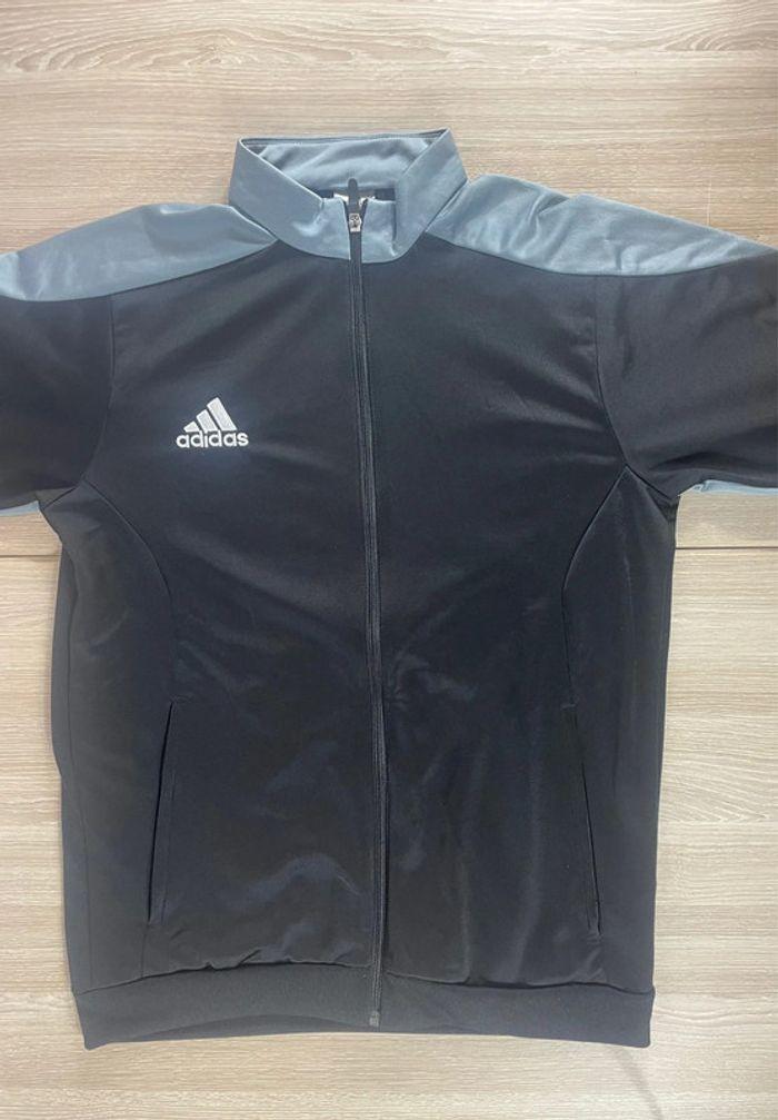 Veste survêtement zip adidas M homme noir logo brodé - photo numéro 3