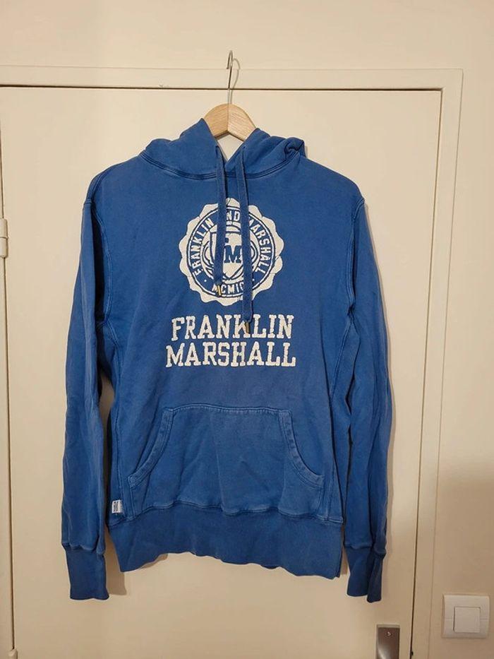 Sweatshirt à capuche Franklin & Marshall bleu délavé taille M - photo numéro 1