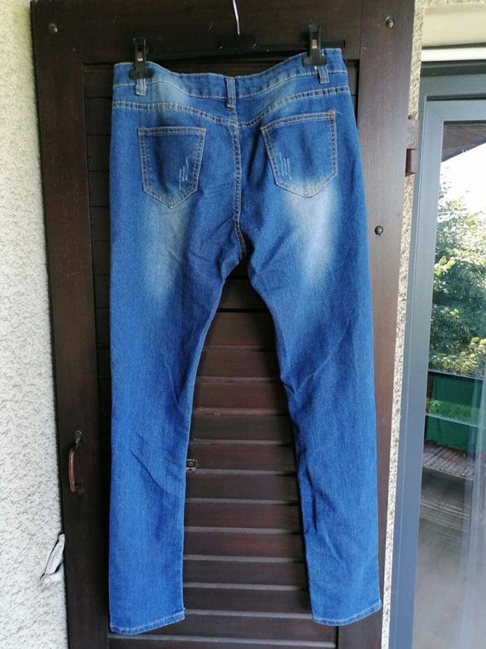 Jeans slim, troué, bleu, L - photo numéro 6