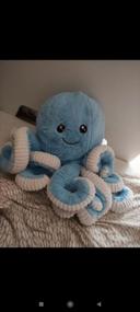 Très belle peluche poulpe octopus pieuvre géante bleu toute douce 82cm neuve