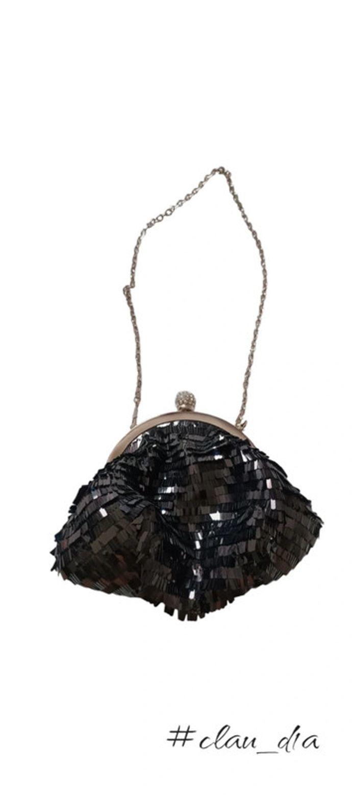 Pochette fête strass noir - bolso lentejuelas nuevo - photo numéro 1