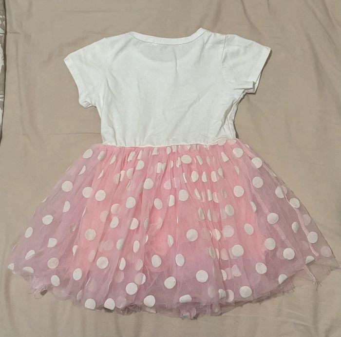 Robe t-shirt froufrou anniversaire 3 ans rose et blanche - photo numéro 2