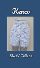 Short broderie anglaise blanc bleu sirène etoile de mer Taille 38 Kenzo