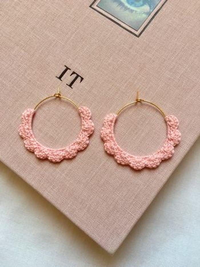 Boucles d‘oreilles crochet rose - photo numéro 3