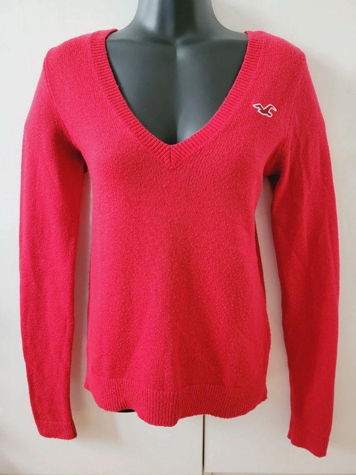 Pull col V Hollister taille S 36 rouge - photo numéro 2