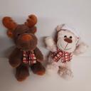 Lot de 2 peluches de Noël Renne et Ours