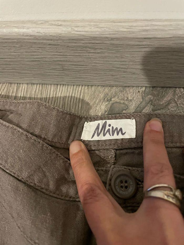 Short cargo marron taupe taille haute en lin mim taille 38 - photo numéro 3