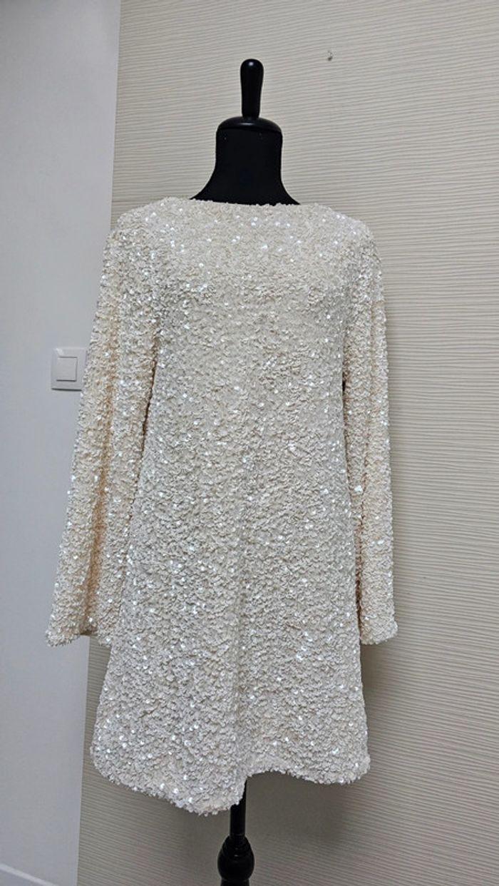 Robe sequins blancs nœuds bow velours virale h&m - photo numéro 6