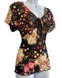 Top flowered V neck vintage y2k XL/XXL