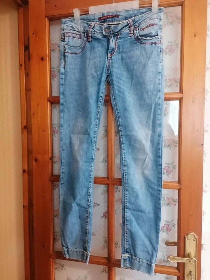 Jeans evasé jeans droit flared low waist 90's ancho recto baggy  vintage denim I.Code Y2k - photo numéro 3