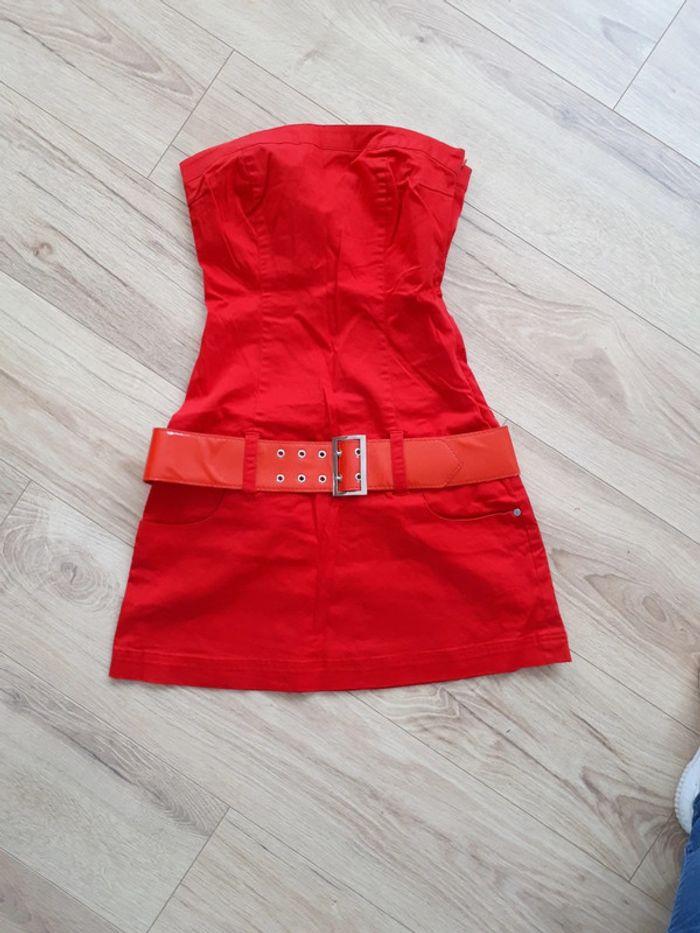 Robe bustier rouge avec poches et ceinture Jennyfer 38 - photo numéro 1