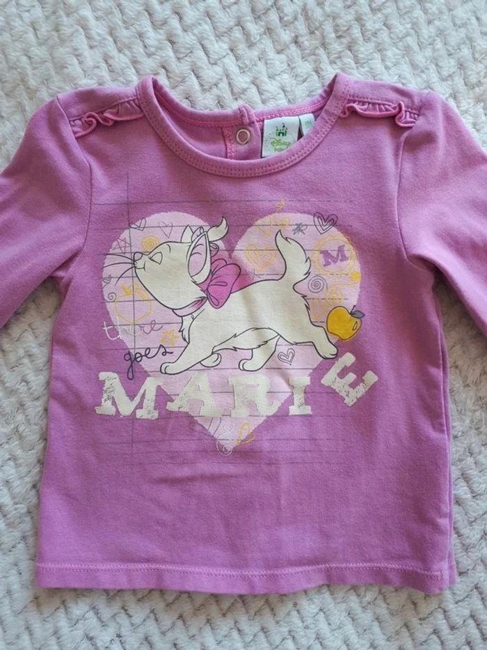 T-shirt manches longues rose Marie Aristochats Disney 9 mois comme neuf - photo numéro 1