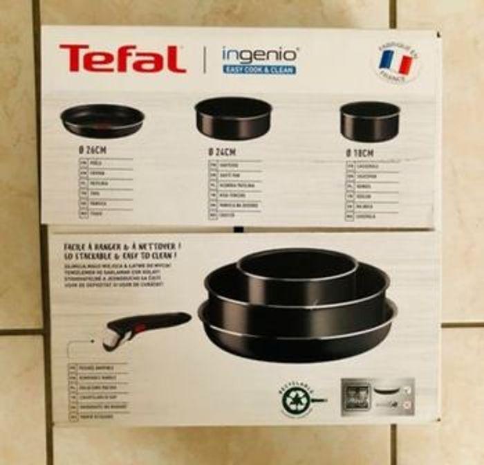 Batterie de cuisine 4 pièces TEFAL Ingenio Easy Cook N Clean Black coffee Neuve dans emballage - photo numéro 1