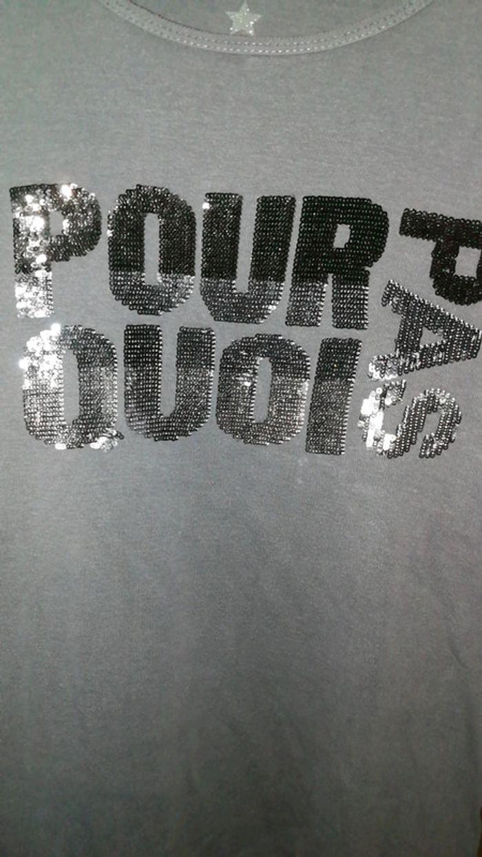 Tee shirt strass gris - photo numéro 2