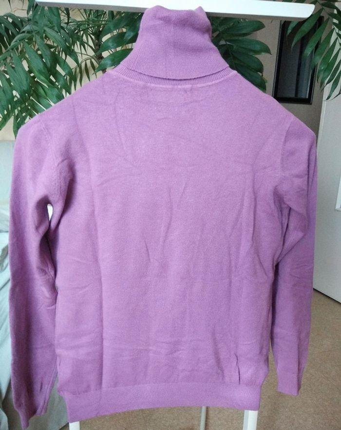 Pull fin col roulé mauve - photo numéro 4