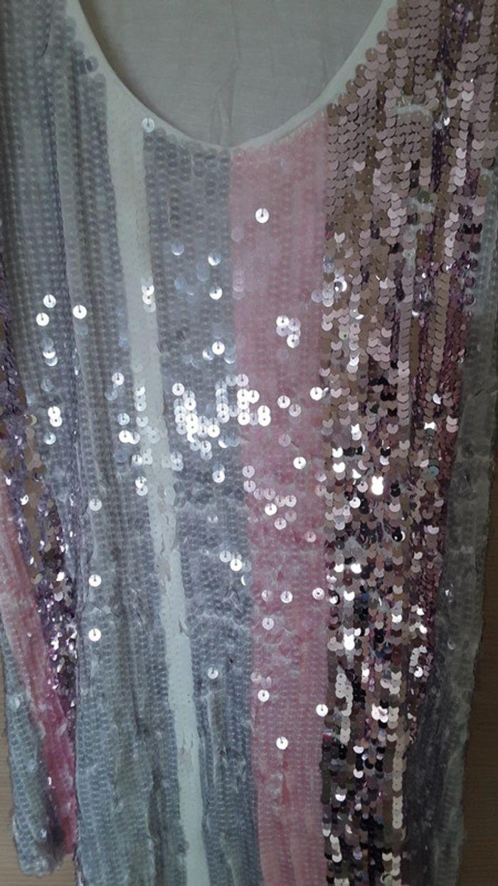 Debardeur mango a strass et paillette  rose gris - photo numéro 5