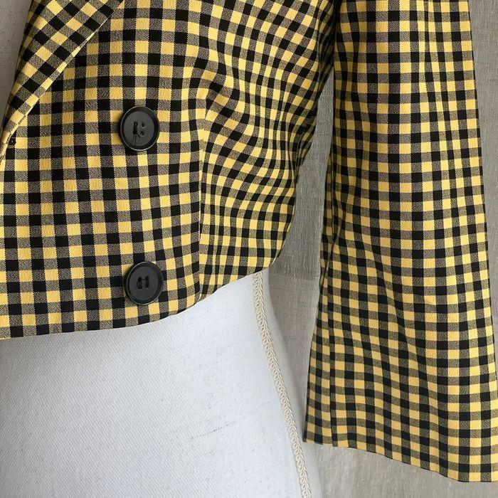 Veste blazer courte manches 3/4 jaune et noir Bershka - photo numéro 2