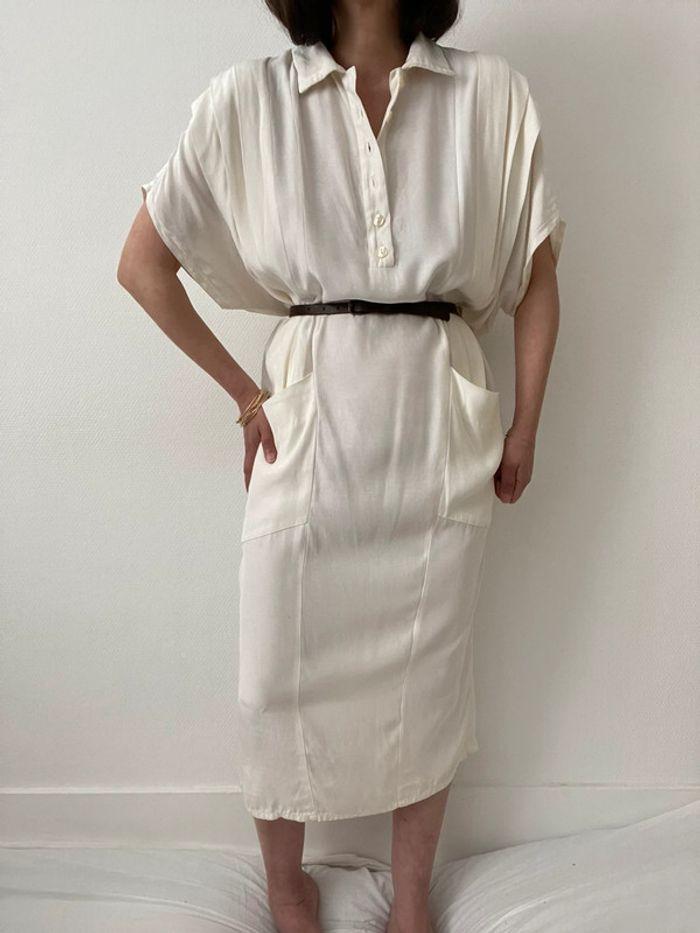 robe ample longue à plis couleur crème - photo numéro 9