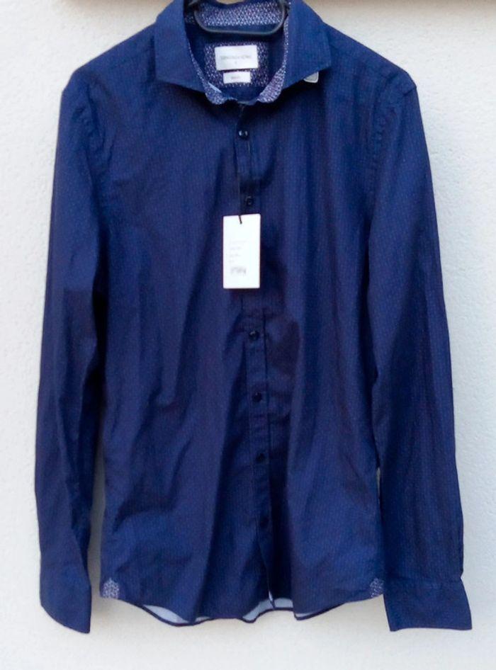 Chemise manches longues Søndag & Sons Slim Fit bleue à motifs taille S - photo numéro 5