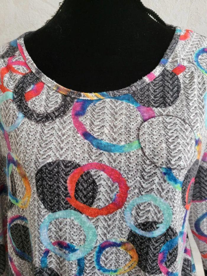 Blouse pull rond gris multicolore toscane taille 48 - photo numéro 4