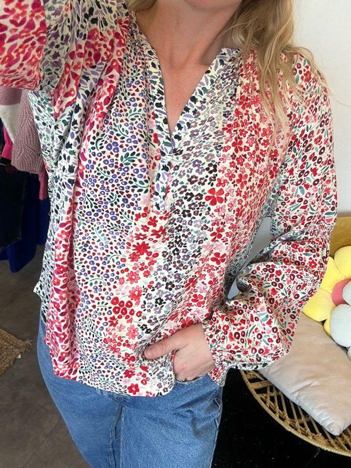 Blouse Suncoo Paris imprimé fleuri multicolore, taille 34 - photo numéro 3