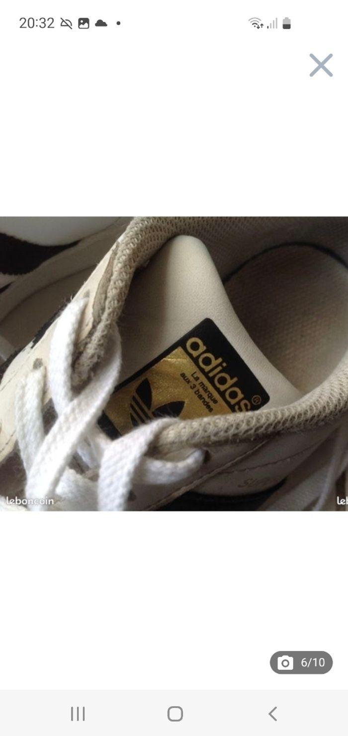 Baskets Adidas Superstar blanches et noires 37 1/3 (38) - photo numéro 4